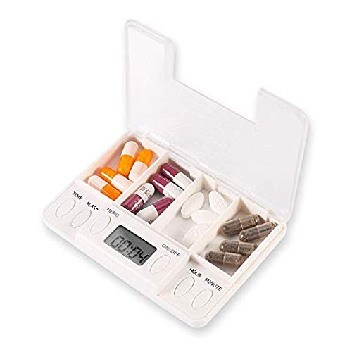 LCD Digital Pill Organizer with Alarm & Timer - 7-Day Medication Reminder Case for Daily Use at Home, Work, or Travel