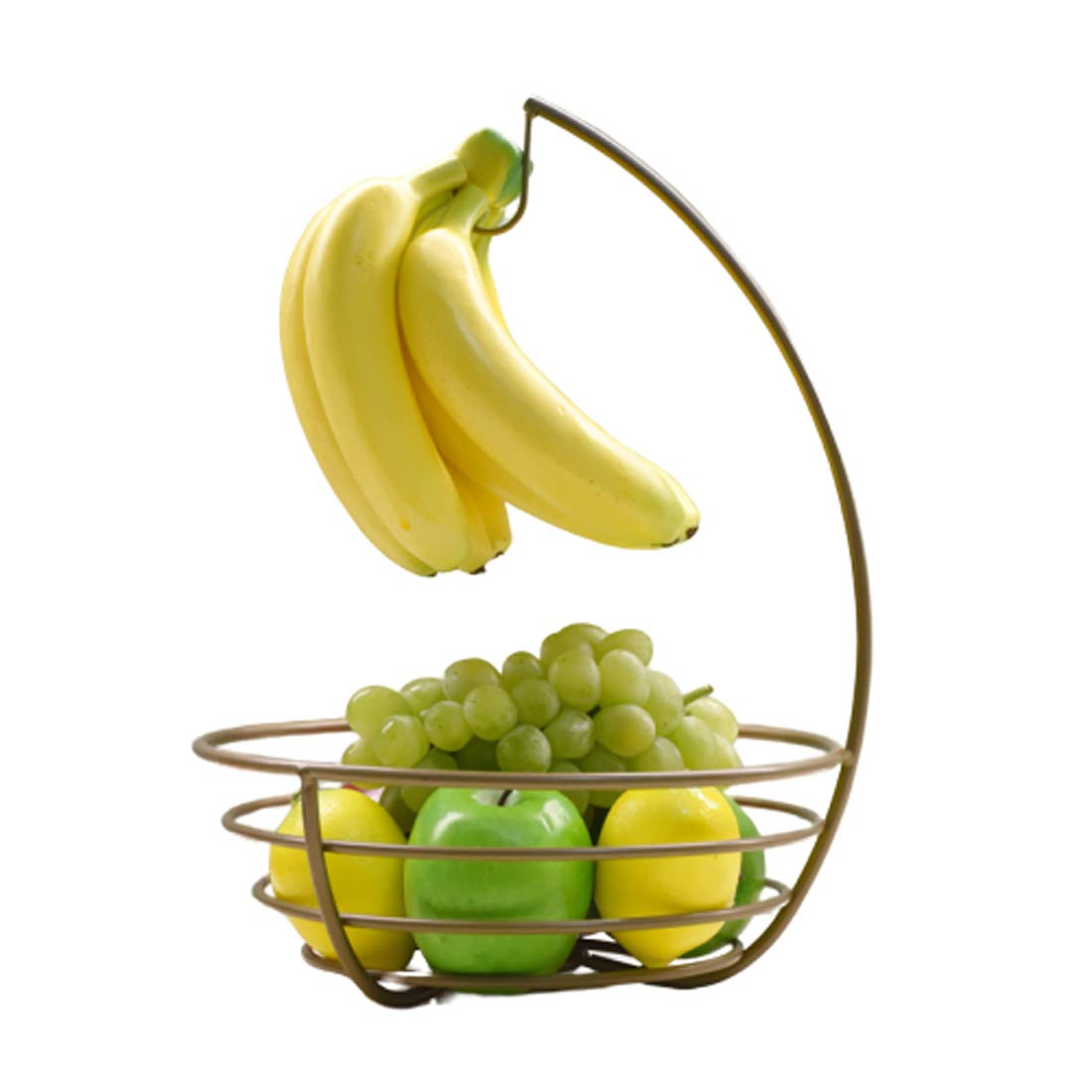 XMZFQ Multi-Purpose Banana Hanger & Fruit Bowl - Kitchen & Living Room Storage Organizer for Fruits & Vegetables (Champagne Color) - Perfect for Kitchen Countertops, Dining Tables & Pantry Organization