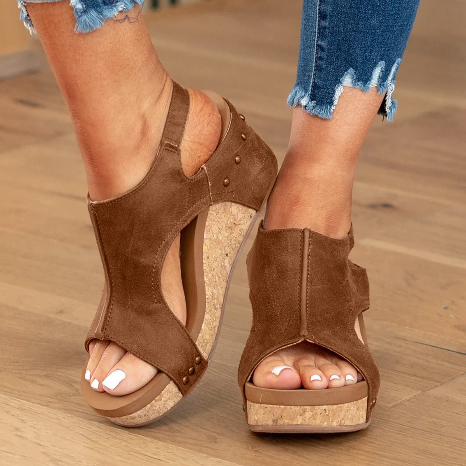 Women's Adjustable Buckle Peep Toe Slingback Platform Wedge Sandals - Comfortable Walking Shoes for Women | Perfect for Beach, Travel & Summer Outfits