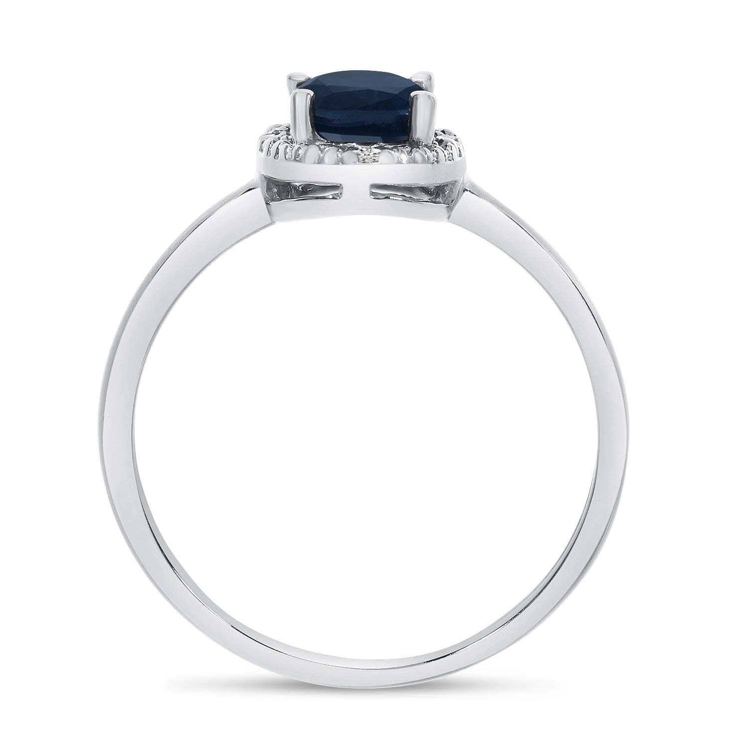 10K White Gold Oval Sapphire and Diamond Engagement Ring for Women - Perfect for Weddings, Anniversaries & Special Occasions