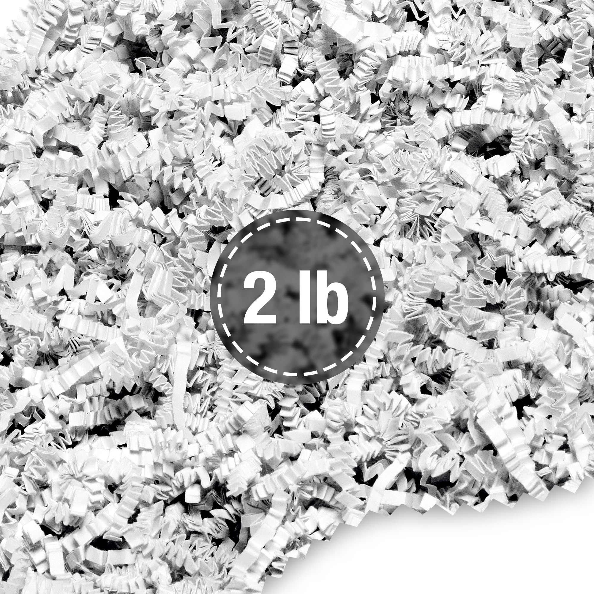 Premium Crinkle Cut Paper Shred Filler - 2 LB Bulk Pack for Gift Baskets, Packaging & Protection | Perfect for Birthdays, Weddings, Anniversaries, Valentine's Day & Special Occasions | Elegant White Decorative Filler for Home, Party & Event Decor
