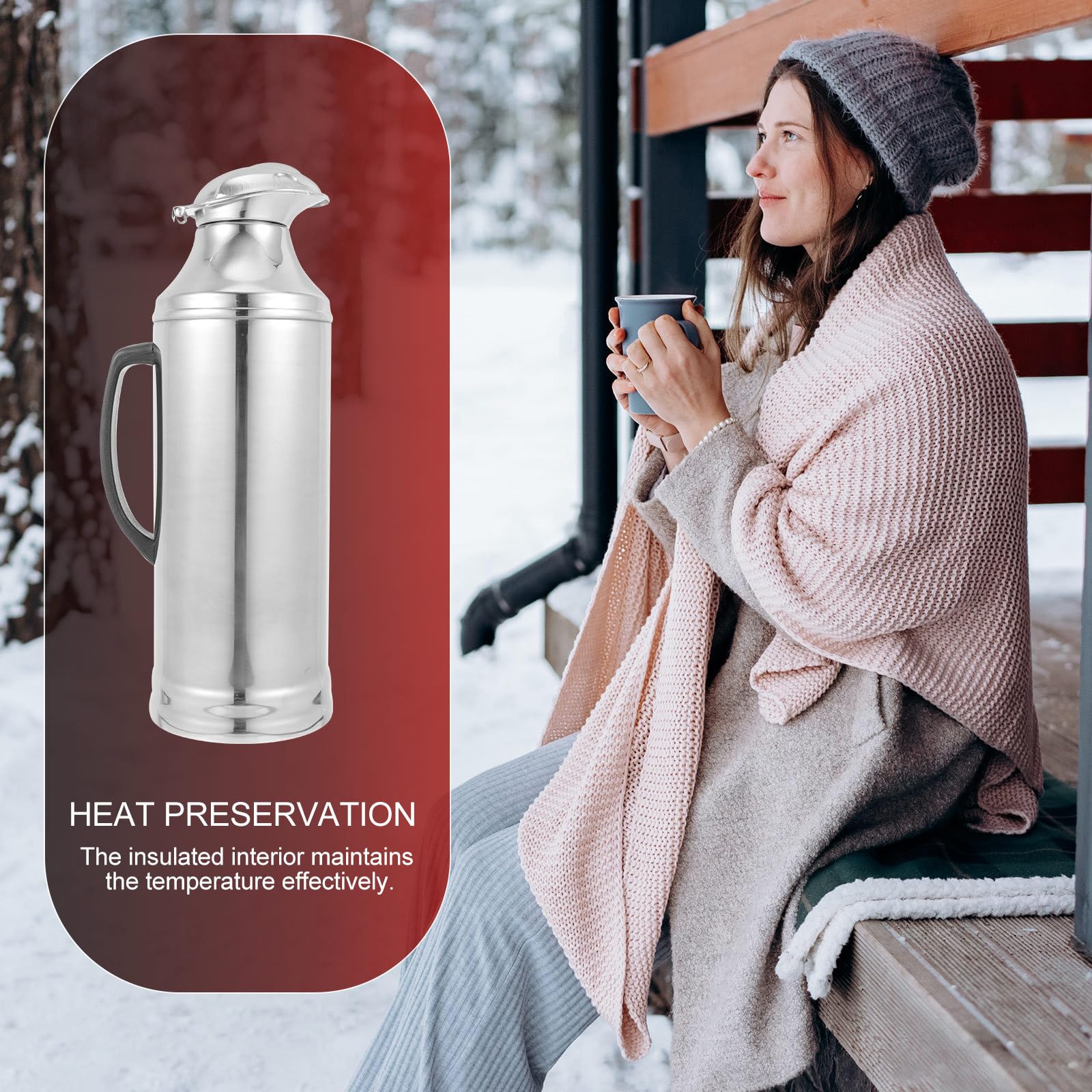 Hemoton 2L Stainless Steel Vacuum Insulated Water Bottle - Double Wall Thermos for Hot & Cold Drinks - Leakproof Travel Flask for Coffee, Tea, Hiking, Camping & Office Use