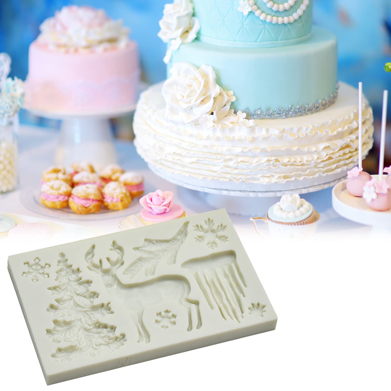 Premium Non-Stick Silicone Christmas Elk Cake Fondant Mold - Safe Baking Decorating Tool for Holiday Cakes, Cupcakes & Cookies | Perfect for Christmas Parties, DIY Desserts & Home Baking Gifts