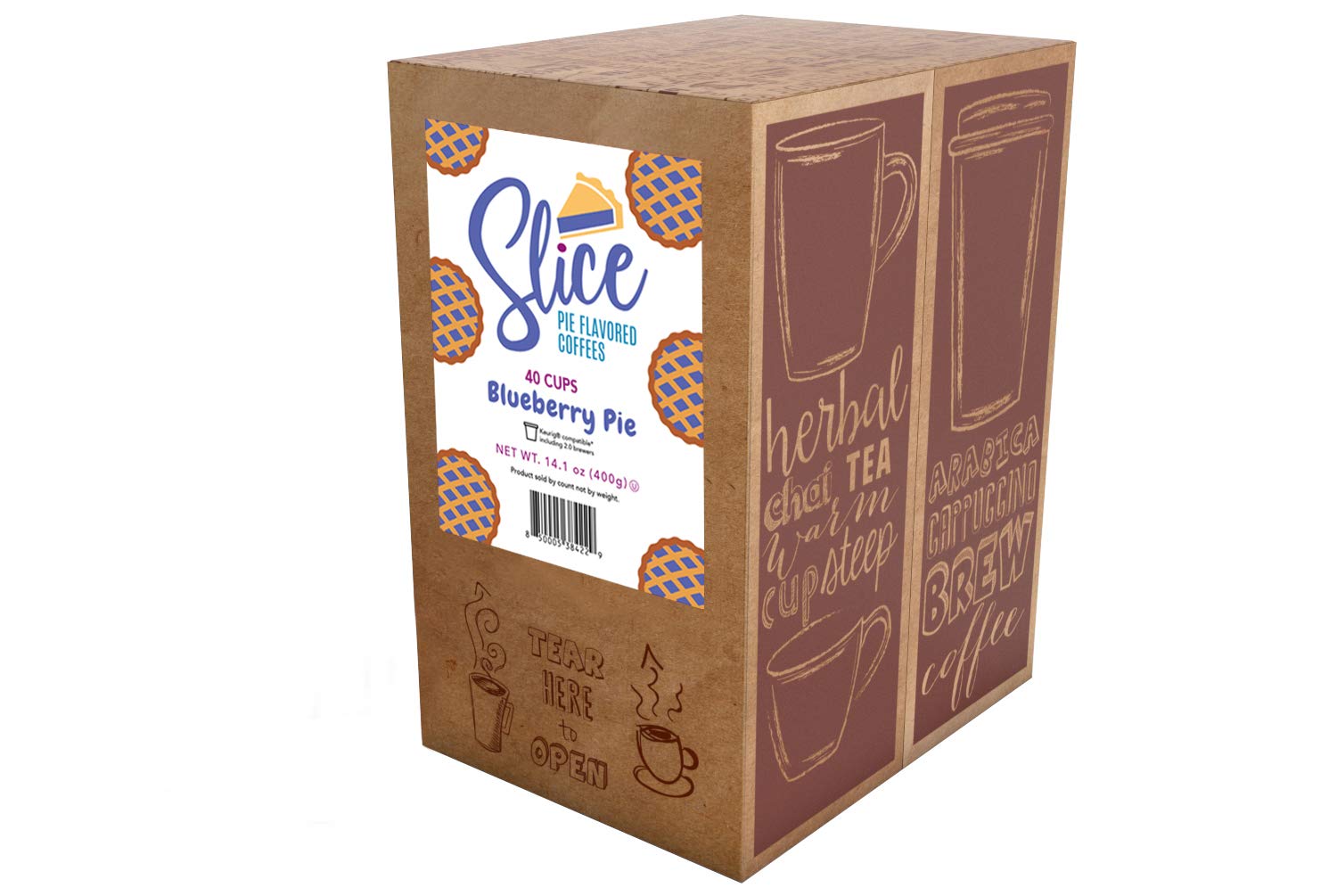 Blueberry Flavored Coffee K-Cups for Keurig - 40 Count | Slice Coffee Blueberry Pie Blend | Perfect for Breakfast, Office & Home Brewing
