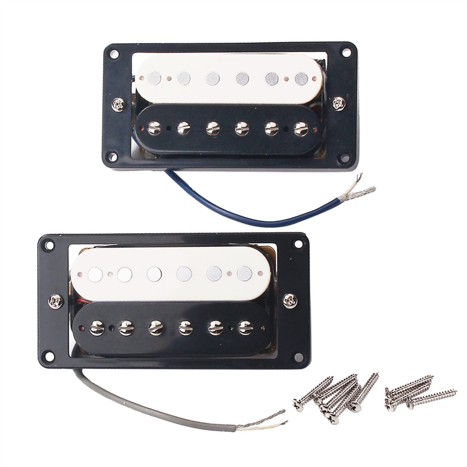 2-Piece Humbucker Pickups for Electric Guitar - Black & White Neck Bridge Pickup Set with Frame Screws | Perfect for Guitar Upgrades & DIY Repairs