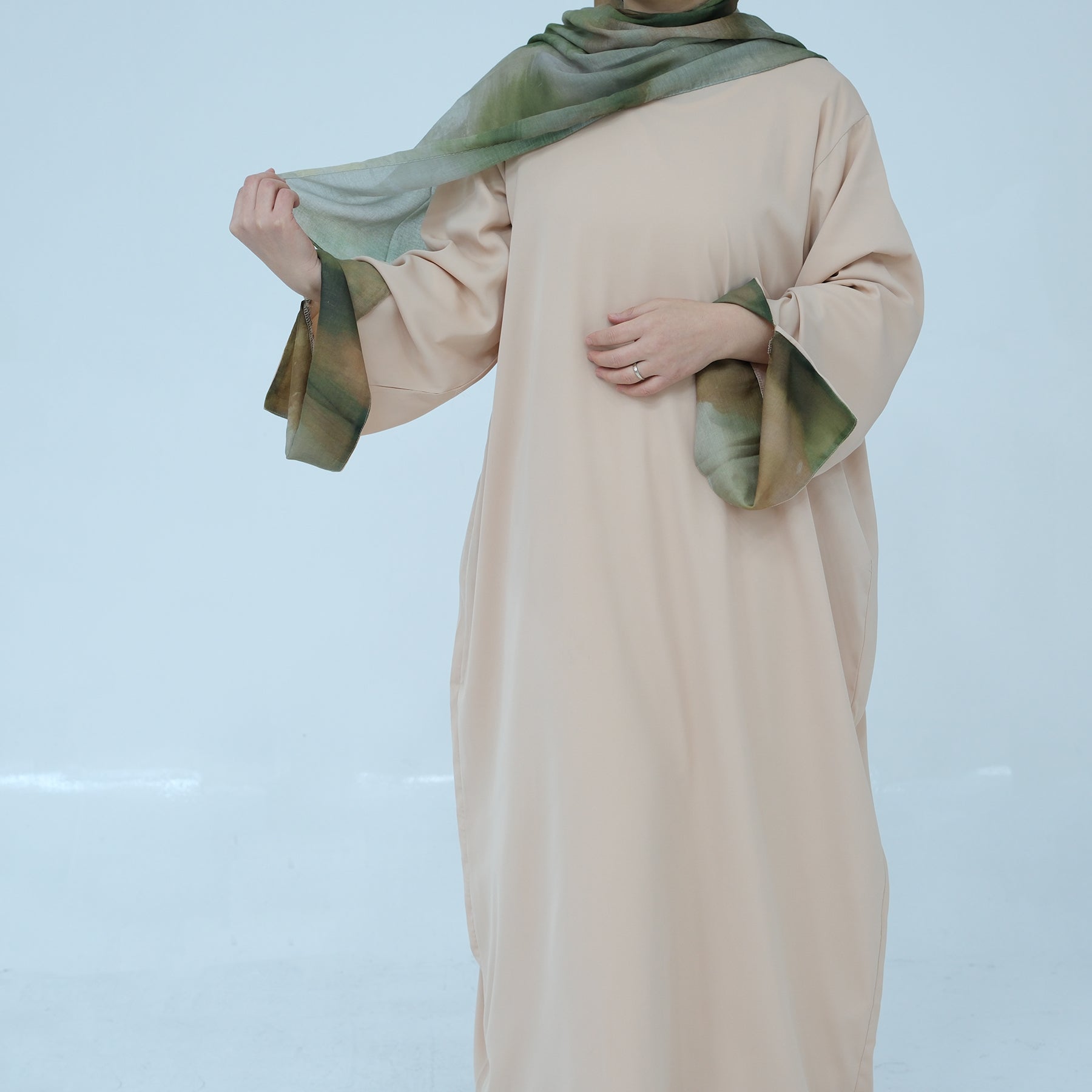 Chloe Abaya and Hijab Set for Women - Modest Islamic Prayer Dress in Beige - Perfect for Eid, Ramadan, and Daily Wear
