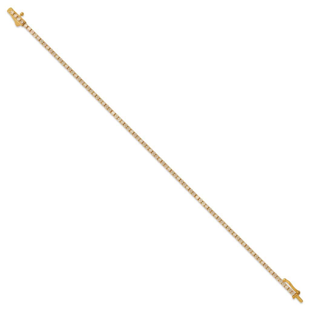 14K Yellow Gold Tennis Bracelet with Round Pave White CZ Stones - Elegant Jewelry Gift for Women - 1.75MM, 2.5MM, 3MM Width Options - 7