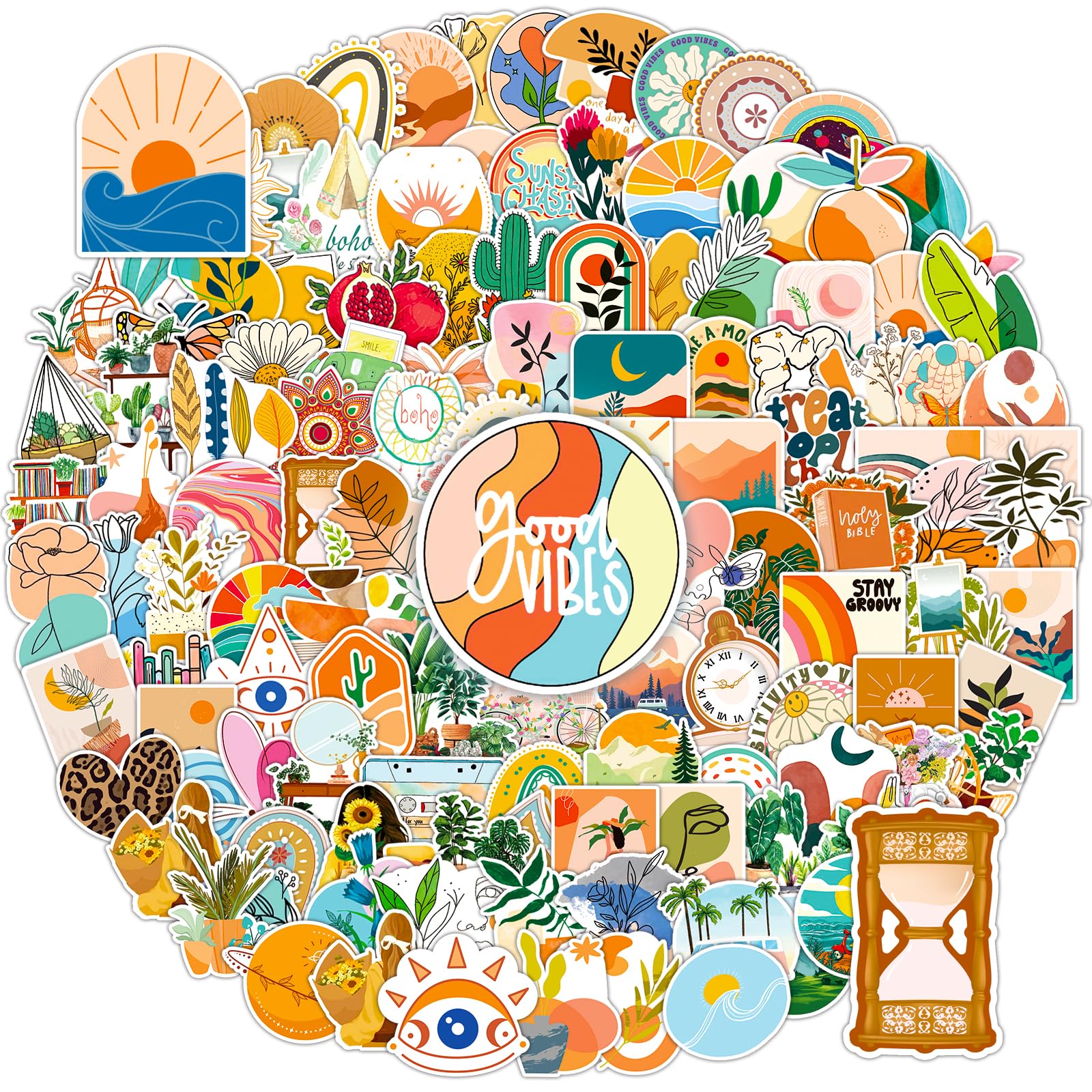 150 Pcs Boho Stickers - Waterproof Vinyl Decals for Water Bottles, Laptops, Phones, Journals & Scrapbooks - Aesthetic Stickers for Adults, Teens, Kids & Women - Perfect for DIY Crafts, School Supplies & Gift Wrapping
