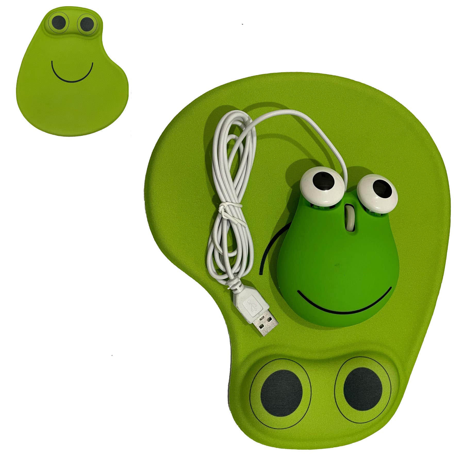 Cute Wired Frog Mouse - Ergonomic Computer Mouse with Mouse Pad for Kids & Adults | Mini Lovely Animal Frog Shaped Mouse for Laptop & Desktop PC | Perfect for Home, Office & School Use (Green)