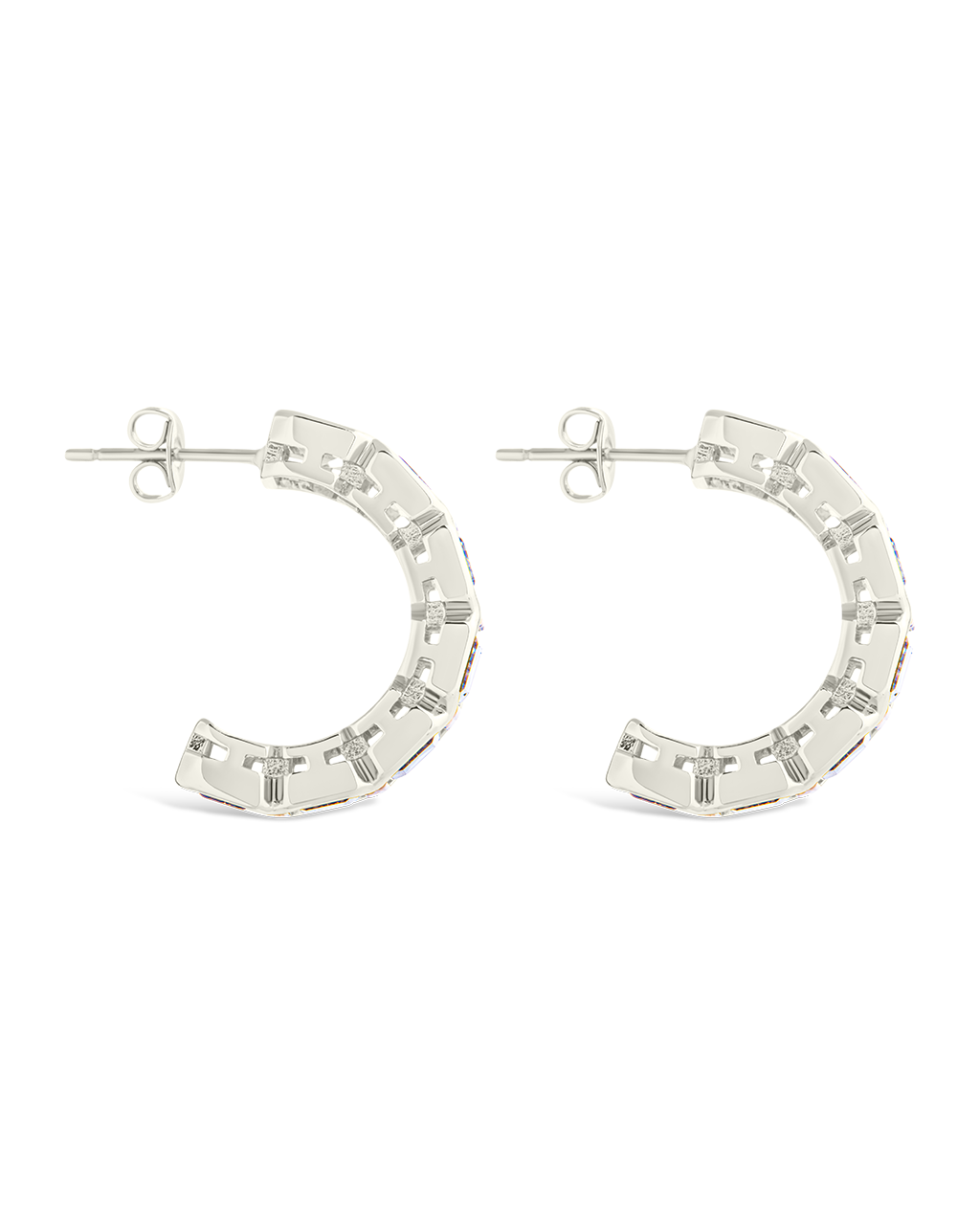 Nyssa Bezel CZ Station Hoop Earrings for Women - Cubic Zirconia Gold Plated Dangle Earrings - Elegant Jewelry Gift for Birthday, Anniversary & Special Occasions