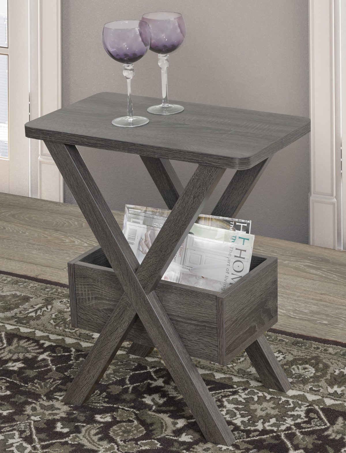 Modern Grey Chair Side Table - Small Nightstand for Bedroom, Living Room, or Office - Compact End Table with Sturdy Design