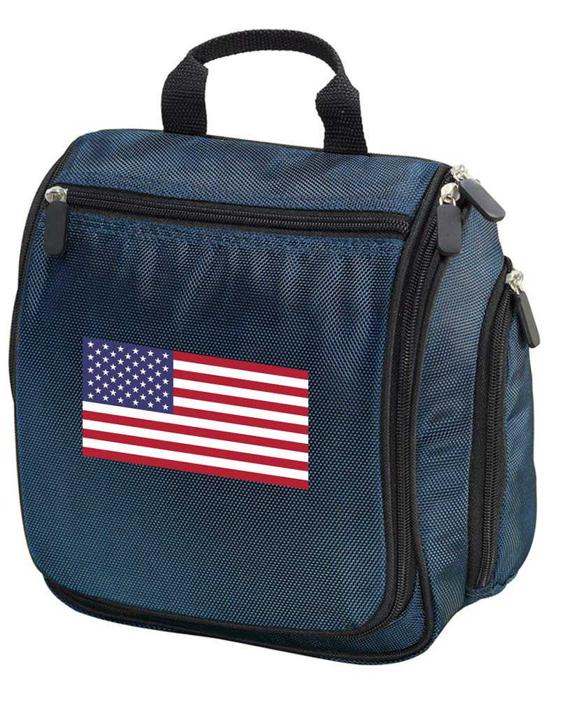 **American Flag Toiletry Bag for Men - Hanging Travel Shaving Kit - USA Patriotic Bathroom Organizer for Camping, Gym & Travel**
