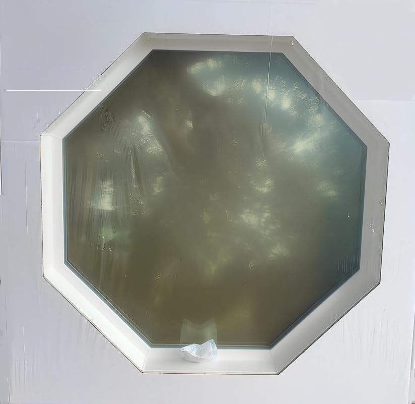 TAFCO 24x24 Inch White Vinyl Octagon Fixed Window with Insulated Clear Glass - Heavy Duty Energy Efficient Frame (No Grill) - Perfect for Home, Office & Commercial Spaces