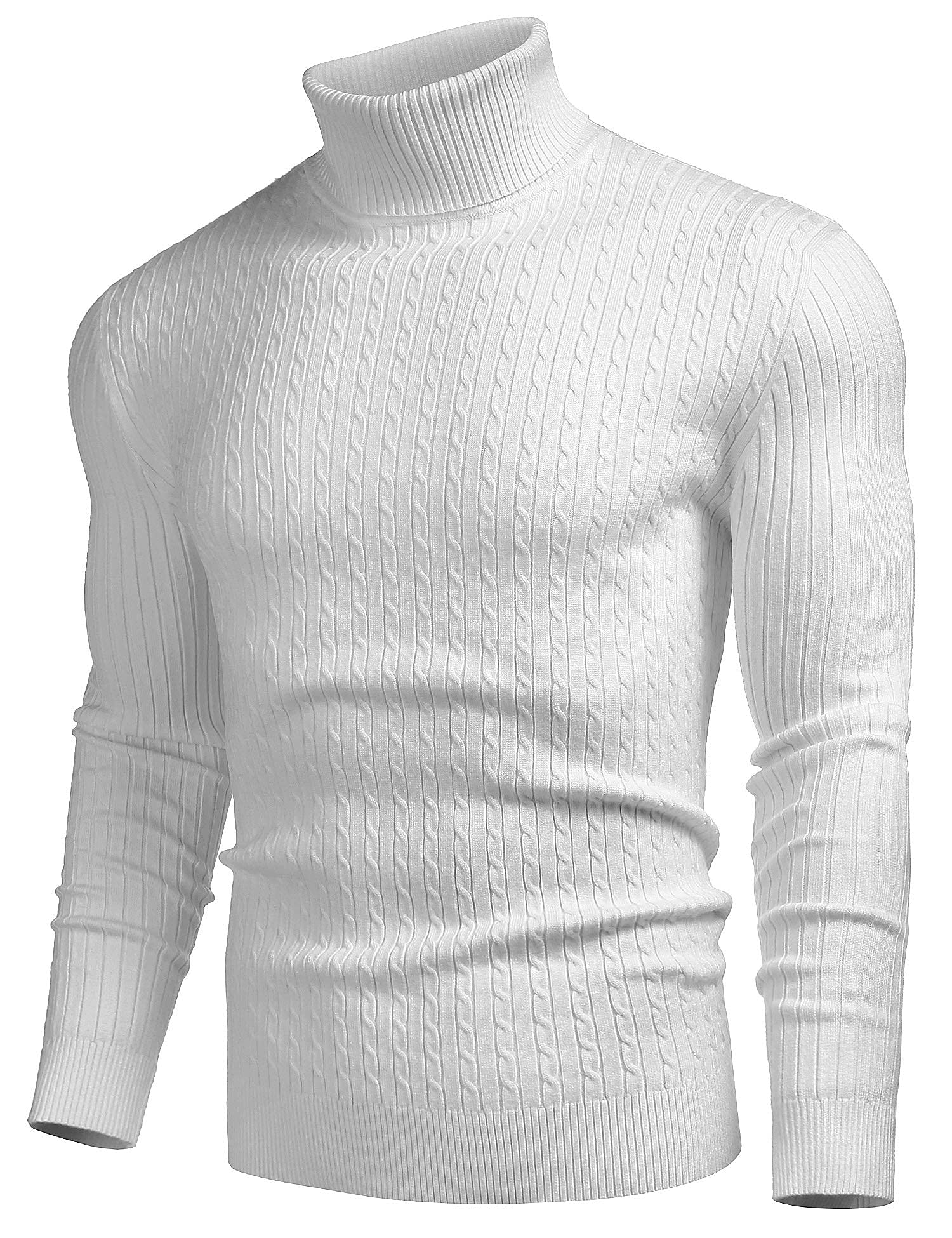 COOFANDY Men's Slim Fit Turtleneck Sweater - Casual Twist Pattern Knit Pullover for Winter | Warm & Stylish Crewneck Jumper for Office, Date Night & Holiday Outfits