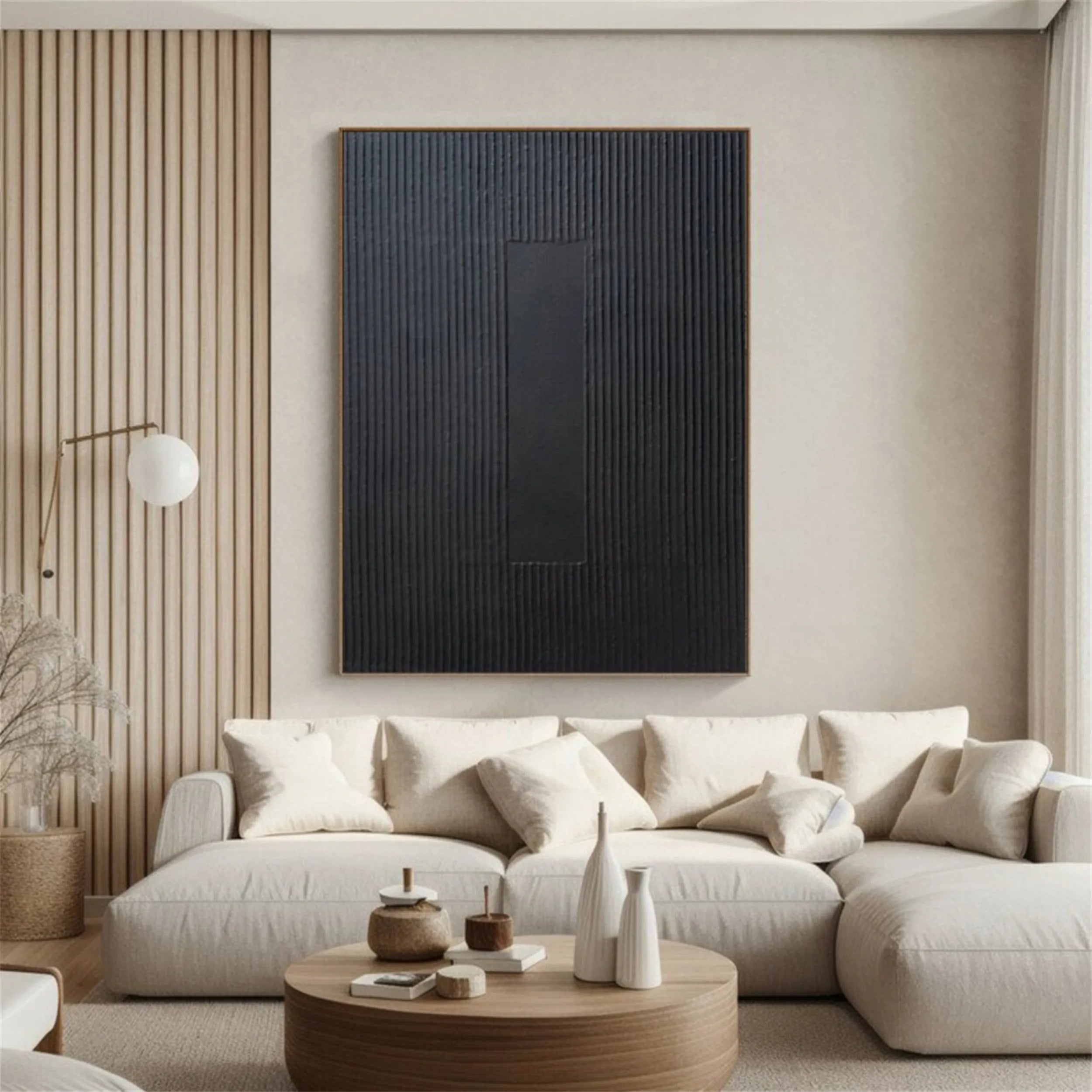 Black Minimalist Textured Painting Canvas #MZ086 - Modern Abstract Wall Art for Living Room, Bedroom & Office Decor