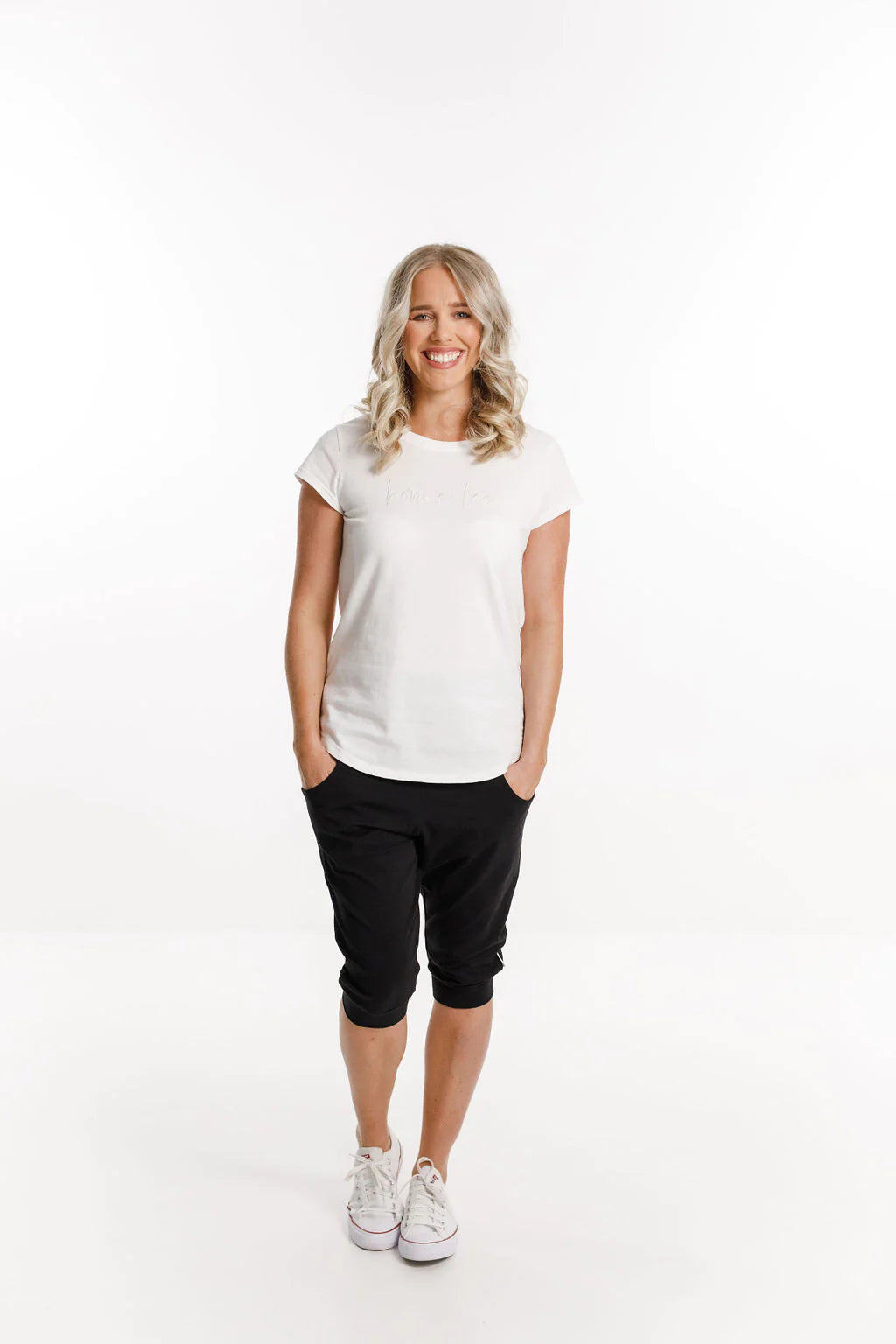 Stylish 3/4 Length Apartment Pants for Women - Black with White X Design | Comfortable Lounge Pants for Home, Yoga & Casual Outings