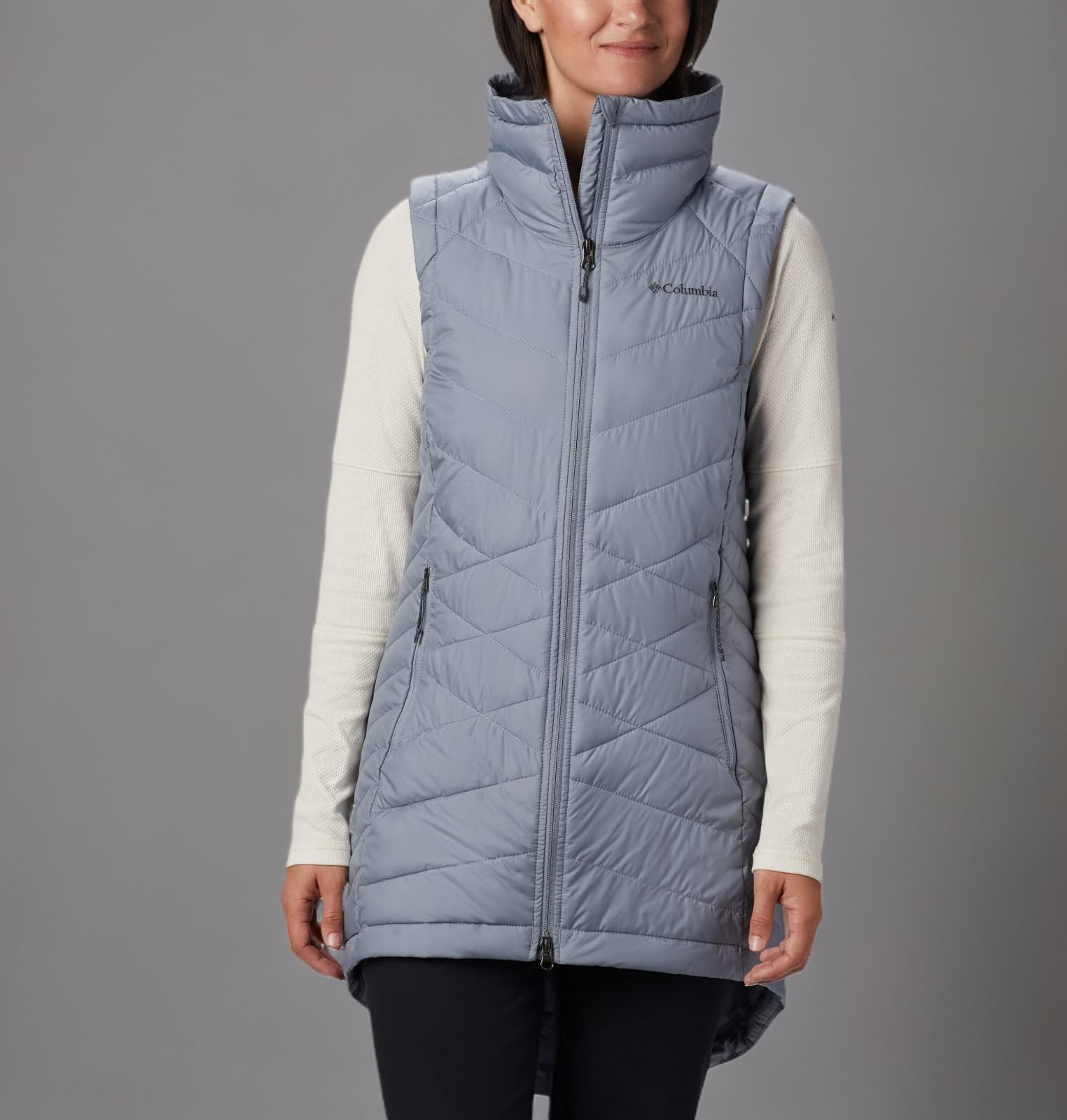 Columbia Women's Heavenly Long Vest - Lightweight Water-Resistant Down Puffer Vest for Outdoor Hiking, Running & Winter Layering