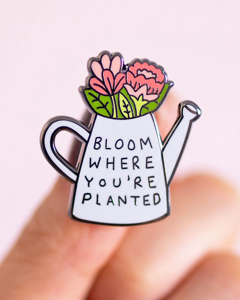 Bloom Where You're Planted Enamel Pin - Inspirational Floral Motivational Badge for Jackets, Backpacks & Gifts - Perfect for Women, Students & Plant Lovers