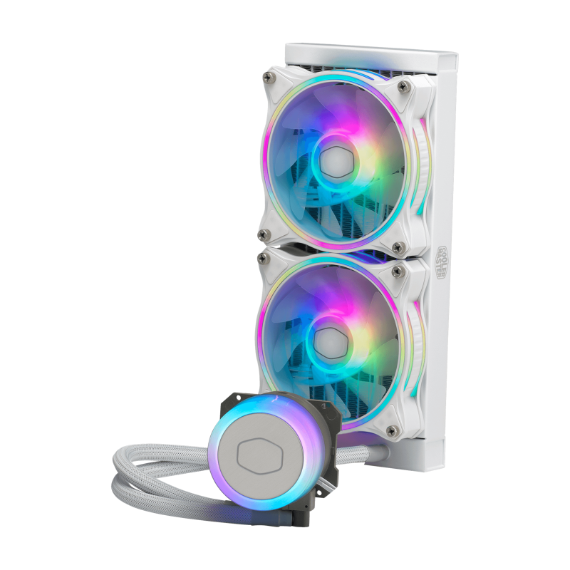 Cooler Master MLX-D24M-A18PW-R1 CM MasterLiquid ML240 Illusion ARGB White Liquid CPU Cooler - 240mm Radiator, Dual 120mm ARGB Fans, 3-Year Warranty - Perfect for Gaming PCs and High-Performance Workstations