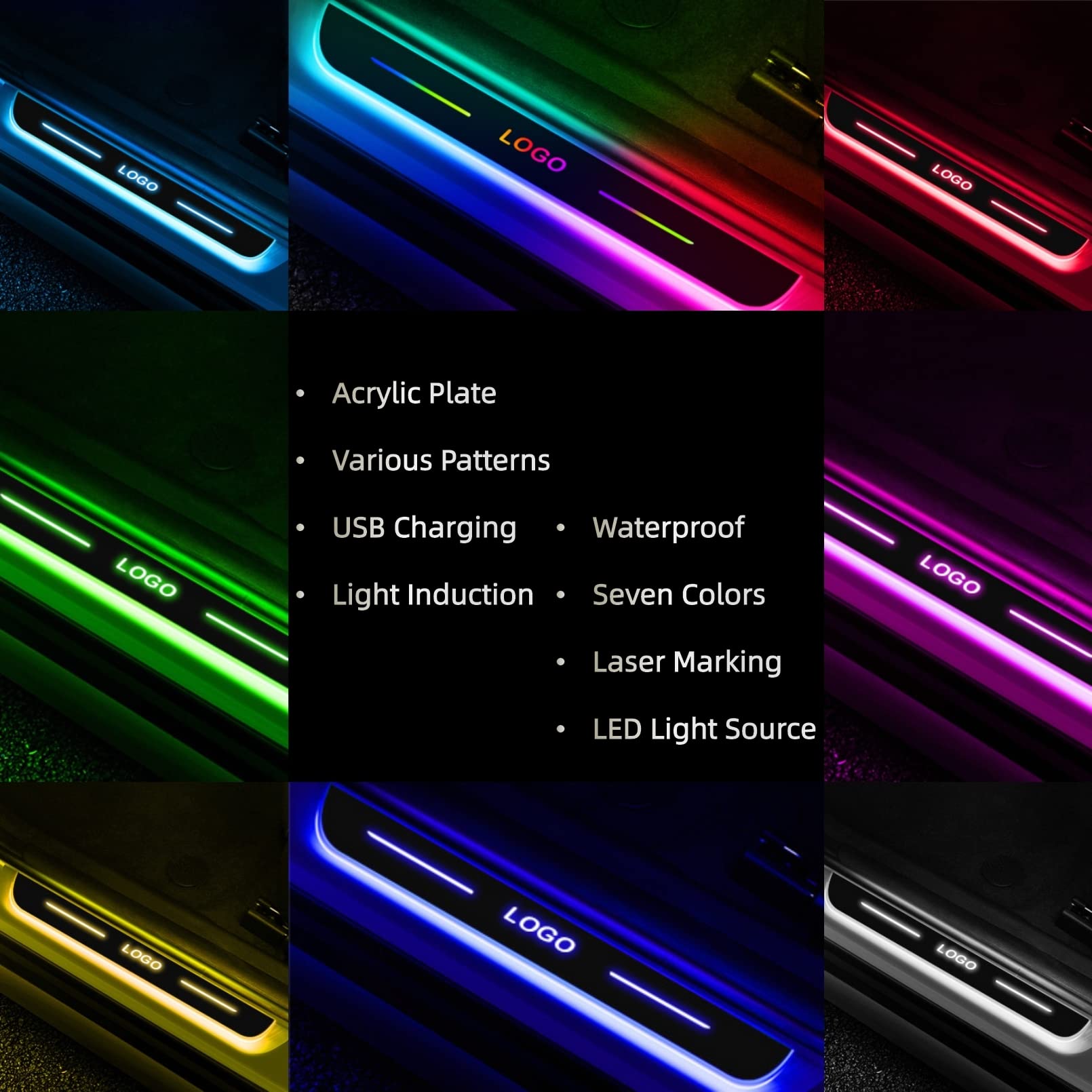 Custom Car Door Sill LED Lights with Personalized Logo/Text - Universal Waterproof Welcome Courtesy Lights for All Vehicle Models - Perfect Birthday Gift for Men & Women - Enhance Your Car's Style & Nighttime Safety