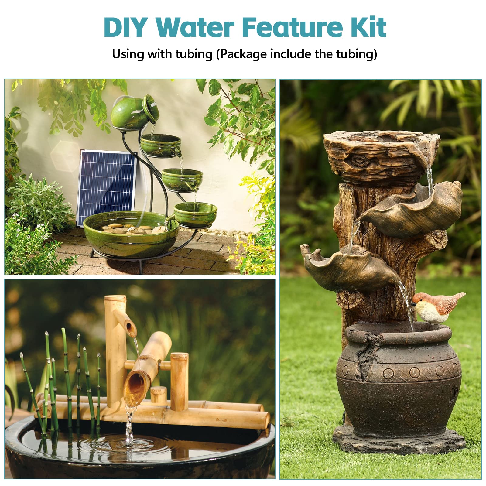 POPOSOAP 12W Solar Fountain Pump - 160GPH Adjustable Flow Submersible Water Pump for Outdoor Fountains, Ponds, Fish Tanks, Gardens & Pools | Perfect for Backyard Decor, Bird Baths & Water Features