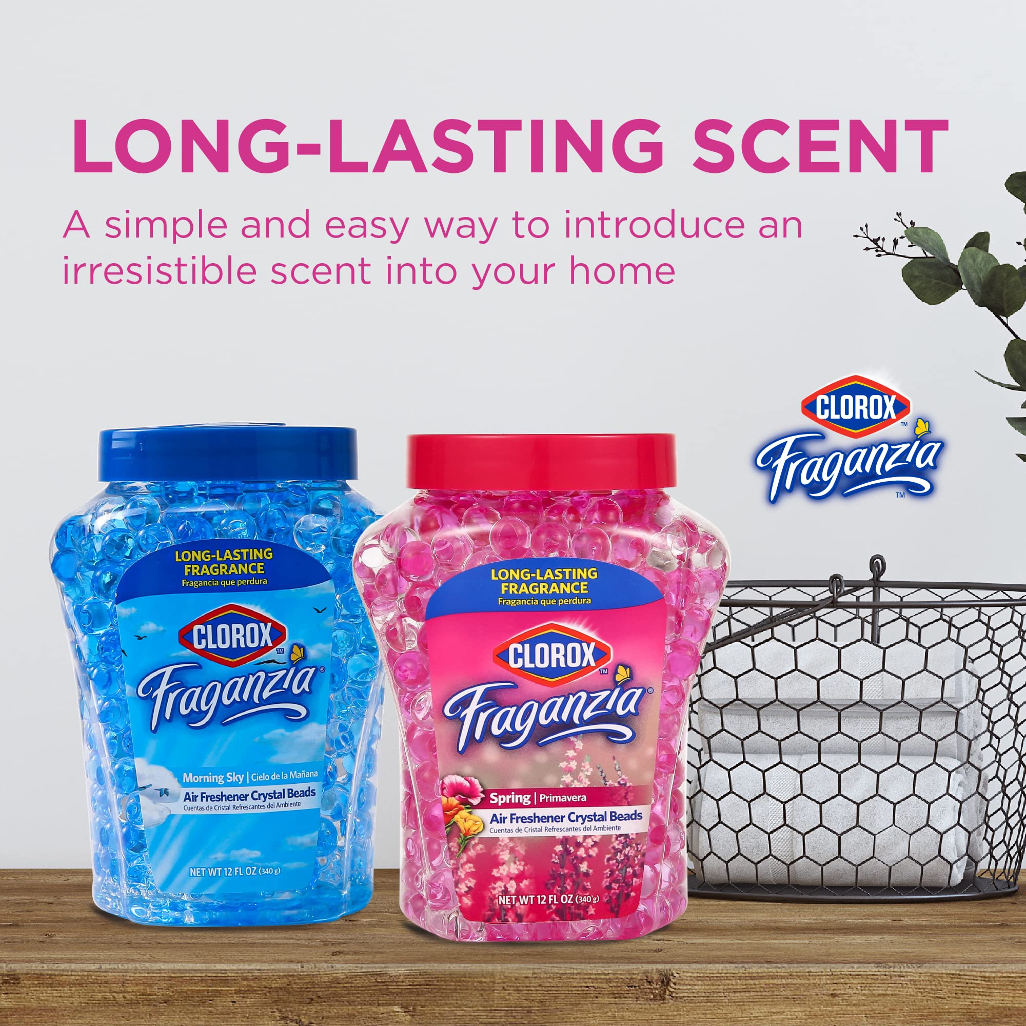 Clorox Fraganzia Crystal Beads Air Freshener - Long Lasting Spring Scent Gel Beads for Home, Bathroom, Car & Office - 12 Oz (Pack of 12) | Eliminate Odors & Freshen Air Naturally