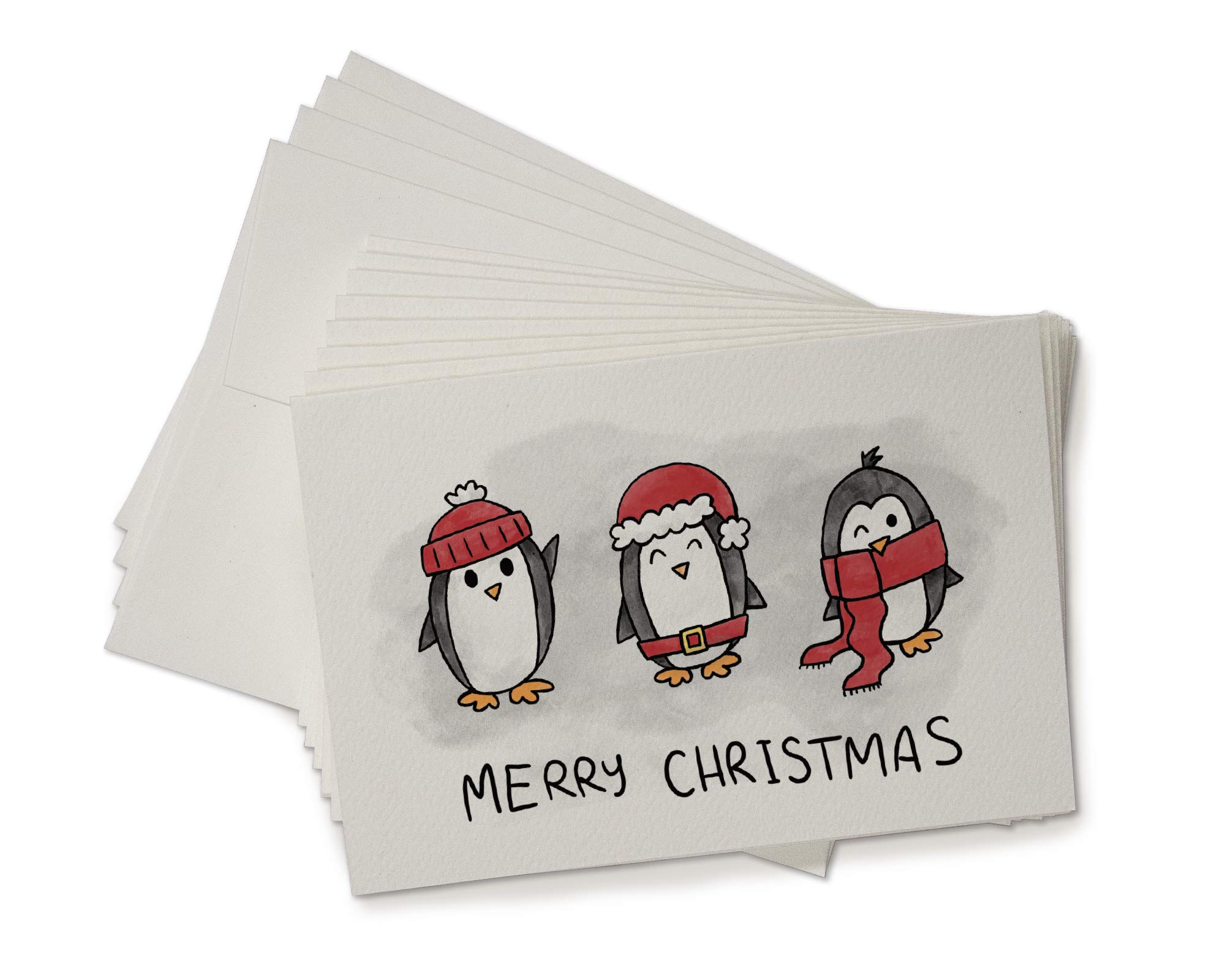 Three Little Penguins Christmas Cards - 24 Festive Greeting Cards with Envelopes | Perfect for Holiday Wishes, Office Gifts & Family Celebrations