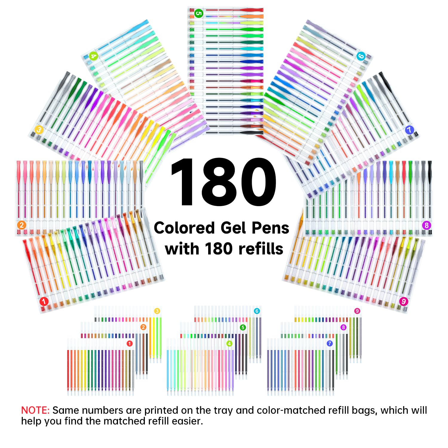 Shuttle Art 360 Pack Gel Pens Set - 180 Vibrant Colors Gel Pens with 180 Refills | Perfect for Adult Coloring Books, Doodling, Drawing & Art Projects | Ideal for Artists, Students & DIY Craft Enthusiasts