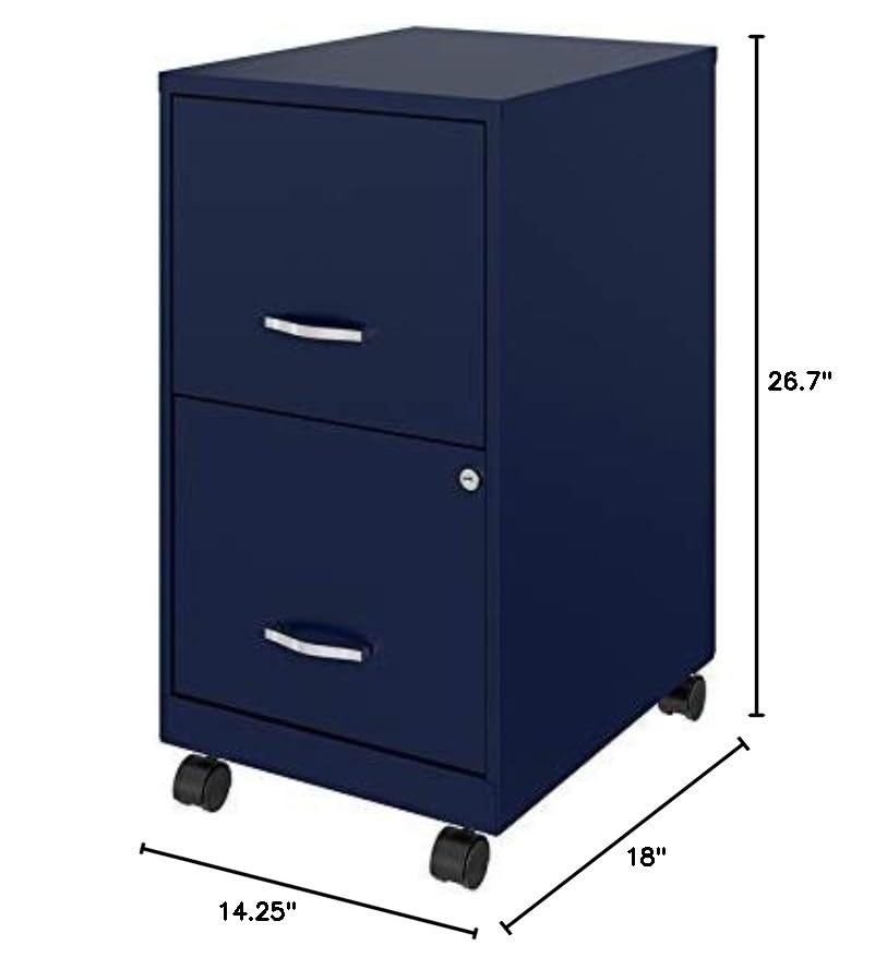 Home Square 2-Drawer Mobile Filing Cabinet Set in Navy (Set of 2) - Office Organization & Document Storage Solution for Home or Business Use