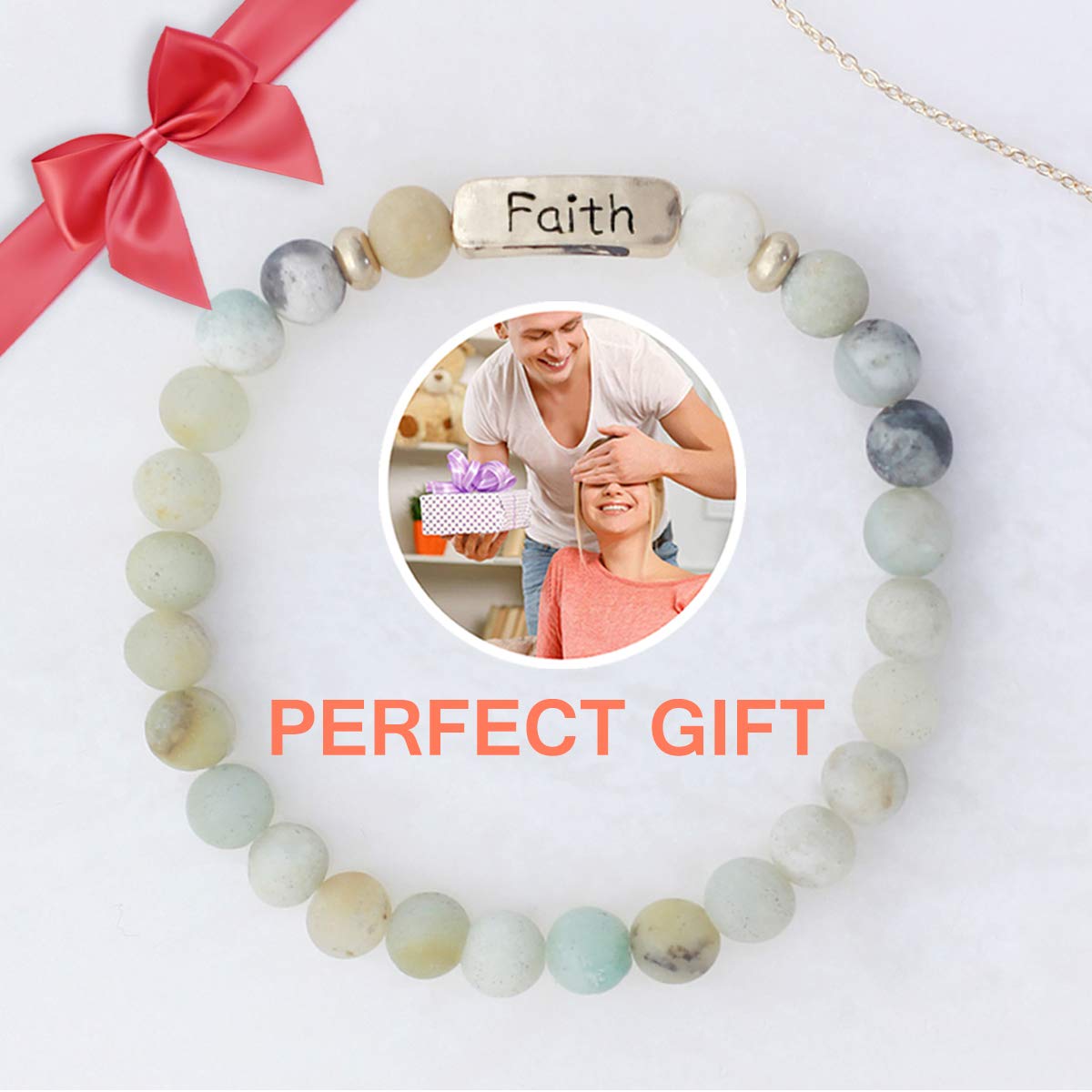 NTLX Inspirational Bracelets for Women - Faith Bracelet with Natural Stones, Stretch Message Bracelet in Gift Box - Perfect Motivational Gift for Her, Birthday, Christmas, or Daily Encouragement