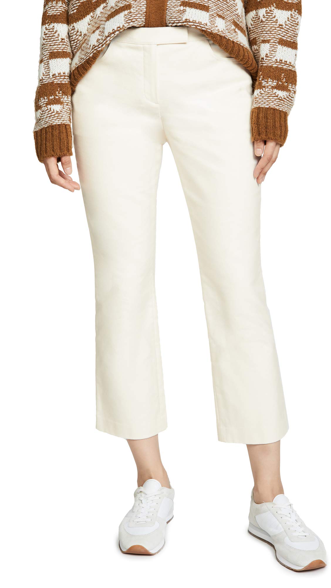 Theory Women's Slim-Fit Crop Pants - High Waisted Office Trousers in Ivory & Off White | Size 6 | Perfect for Business Casual, Workwear & Summer Outfits