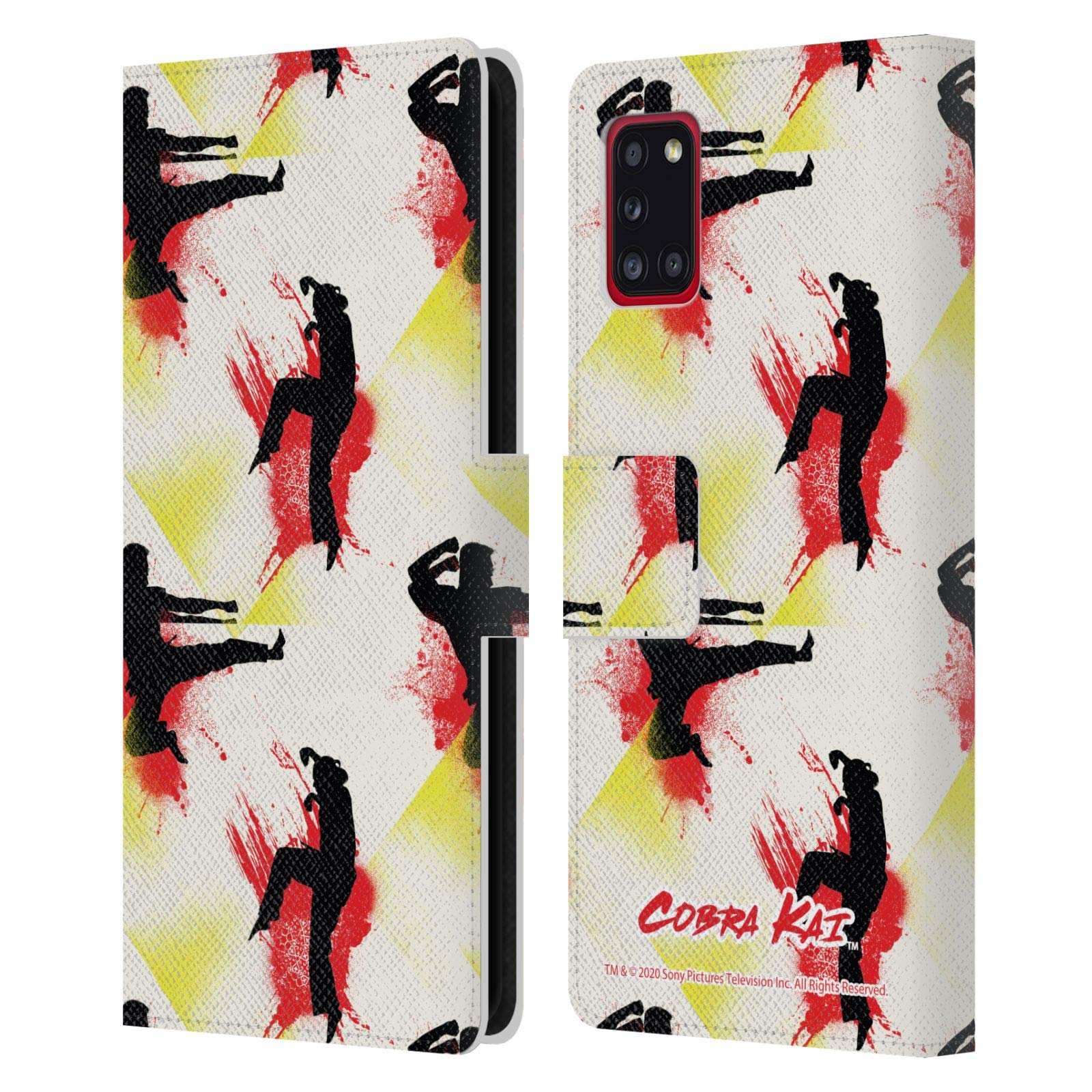 Head Case Designs Cobra Kai Kick Pattern Leather Wallet Case for Samsung Galaxy A31 (2020) - Officially Licensed Protective Cover for Daily Use & Travel