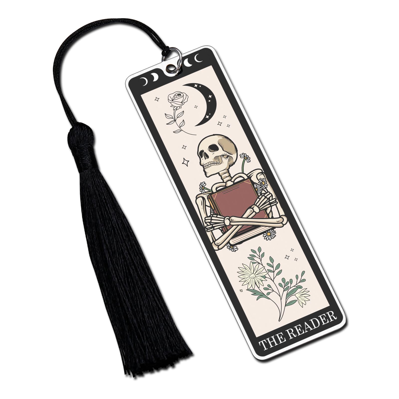 Funny Tarot Skeleton Bookmark - Unique Book Lover Gift for Women & Men, Halloween & Christmas Stocking Stuffer, Birthday Present for Teens - Perfect for Horror Fans, Book Club Members & Tarot Enthusiasts