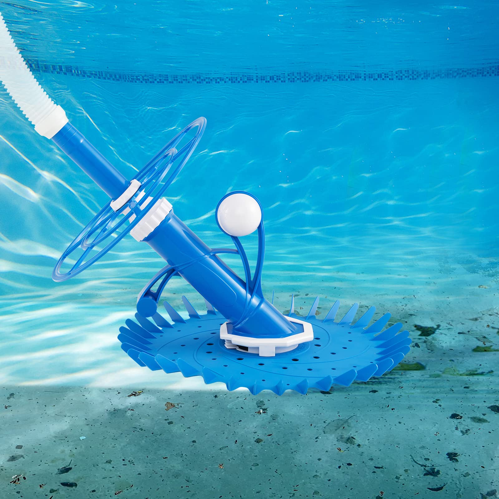 Upgraded Goplus Automatic Pool Cleaner - Robotic Vacuum Suction Pool Sweeper with 10 x 3.3 FT Extension Hoses & 36-Fin Disc, Side Climbing Design for Above Ground & Inground Pools - Efficiently Cleans Floors, Walls & Corners - Perfect for Backyard, Residential & Commercial Swimming Pools