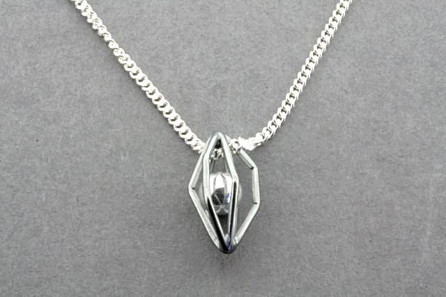 Ox Chrysalis and Silver Ball Pendant Necklace - 60cm Link Chain for Women, Elegant Jewelry Gift for Birthday, Anniversary & Special Occasions
