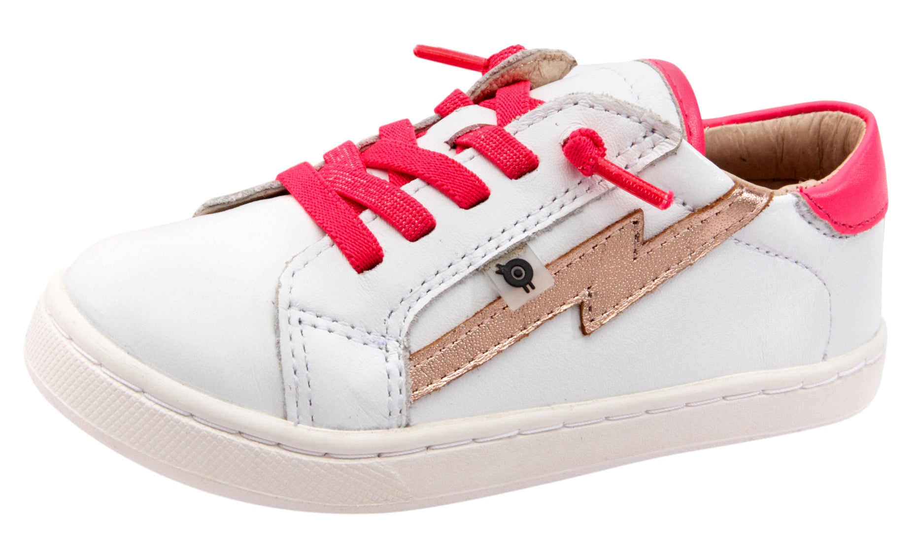 Old Soles 6124 Bolty Runner Sneakers for Boys & Girls - Snow/Neon Pink/Copper | Comfortable Kids Running Shoes for School, Play & Everyday Wear