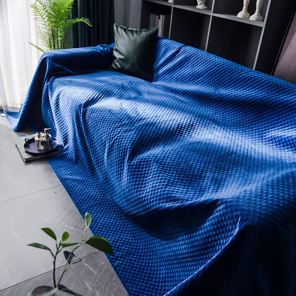 KWOPA Plush Sofa Cover - Dust-Proof, Removable & Washable Couch Slipcover, 190x380cm (75x150inch) Blue - Perfect for Living Room, Bedroom & Home Decor Protection