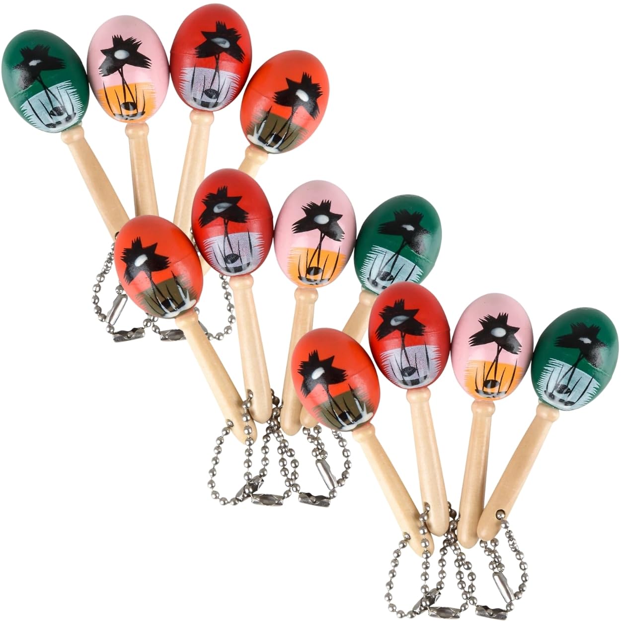 Rhode Island Novelty Mini Maraca Keychains - Pack of 12 Colorful Party Favors for Cinco de Mayo, Birthday Celebrations & Festive Events