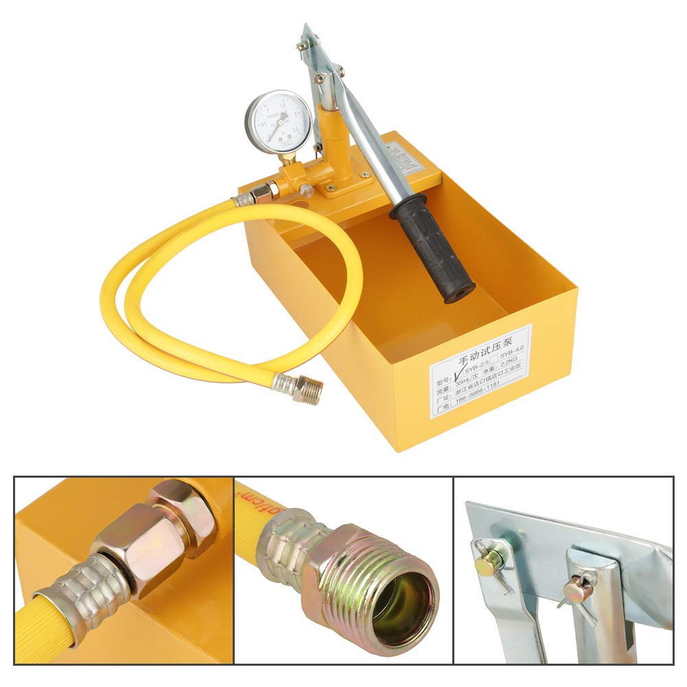 **13ml/25KG Manual Pressure Test Pump - Durable Yellow Test Pump for Clear & Accurate Readings - Ideal for Hydraulic Systems, Plumbing, and Industrial Applications**