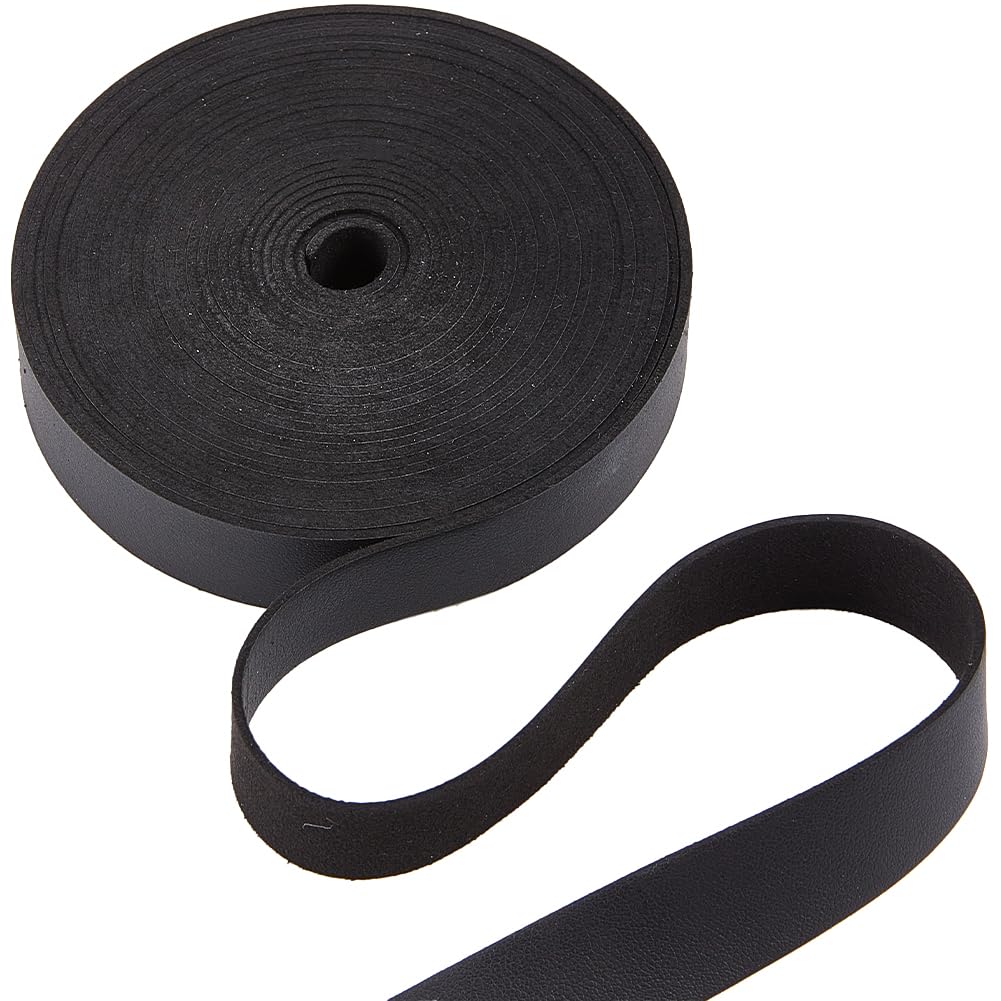 GORGECRAFT 5.5 Yards Black Leather Strap Strips - 0.75