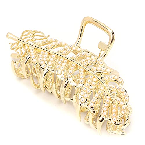 Elegant Metal Pearl Hair Claw Clips - Lightweight Hair Accessories for Women, Morning Styling, Makeup, Face Washing & Cooking (Pearl) | Perfect for Everyday Use & Special Occasions