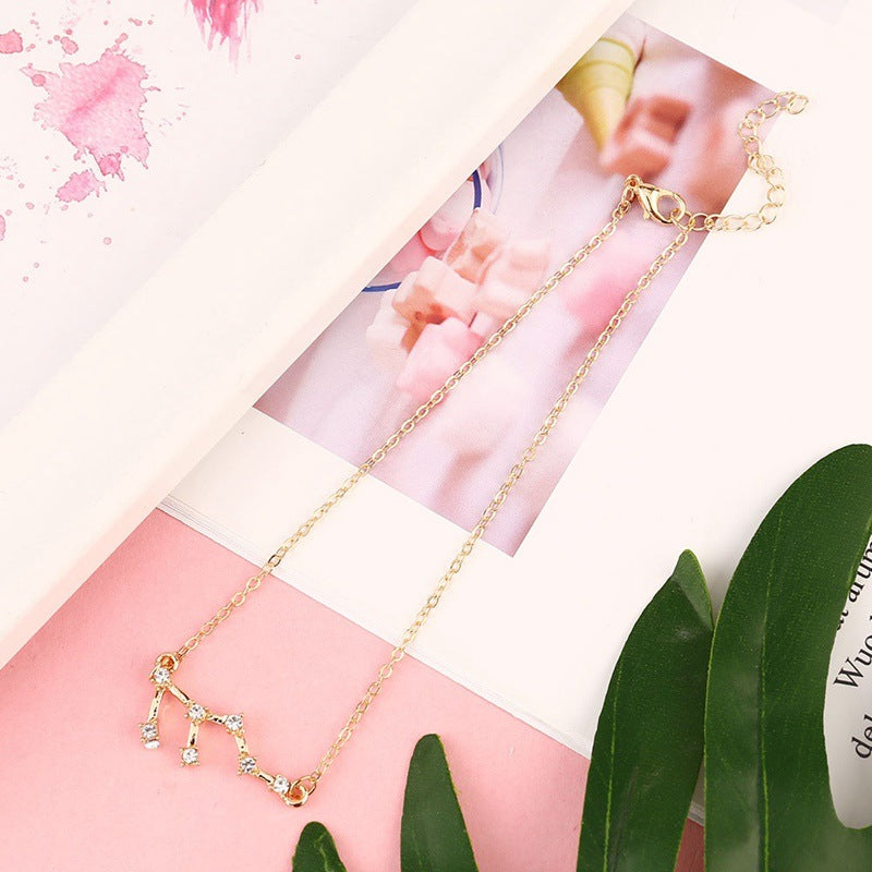 12 Constellation Charm Anklet - Zodiac Star Sign Foot Jewelry for Women, Perfect for Beach Parties & Boho Fashion