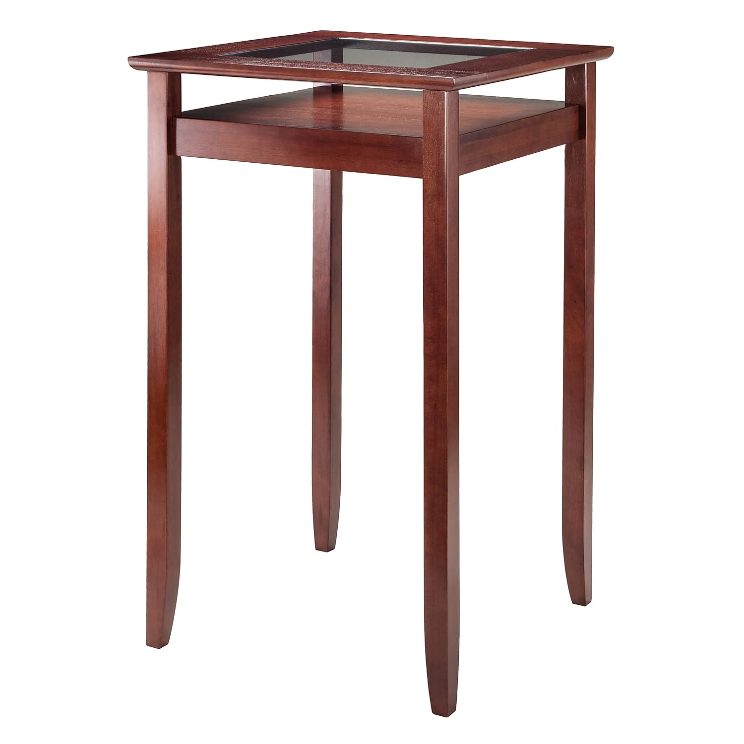 Winsome Halo 36-Inch Round Pub Table with Tempered Glass Top - Walnut Finish (94127) - Perfect for Bars, Kitchen Islands & Small Space Dining