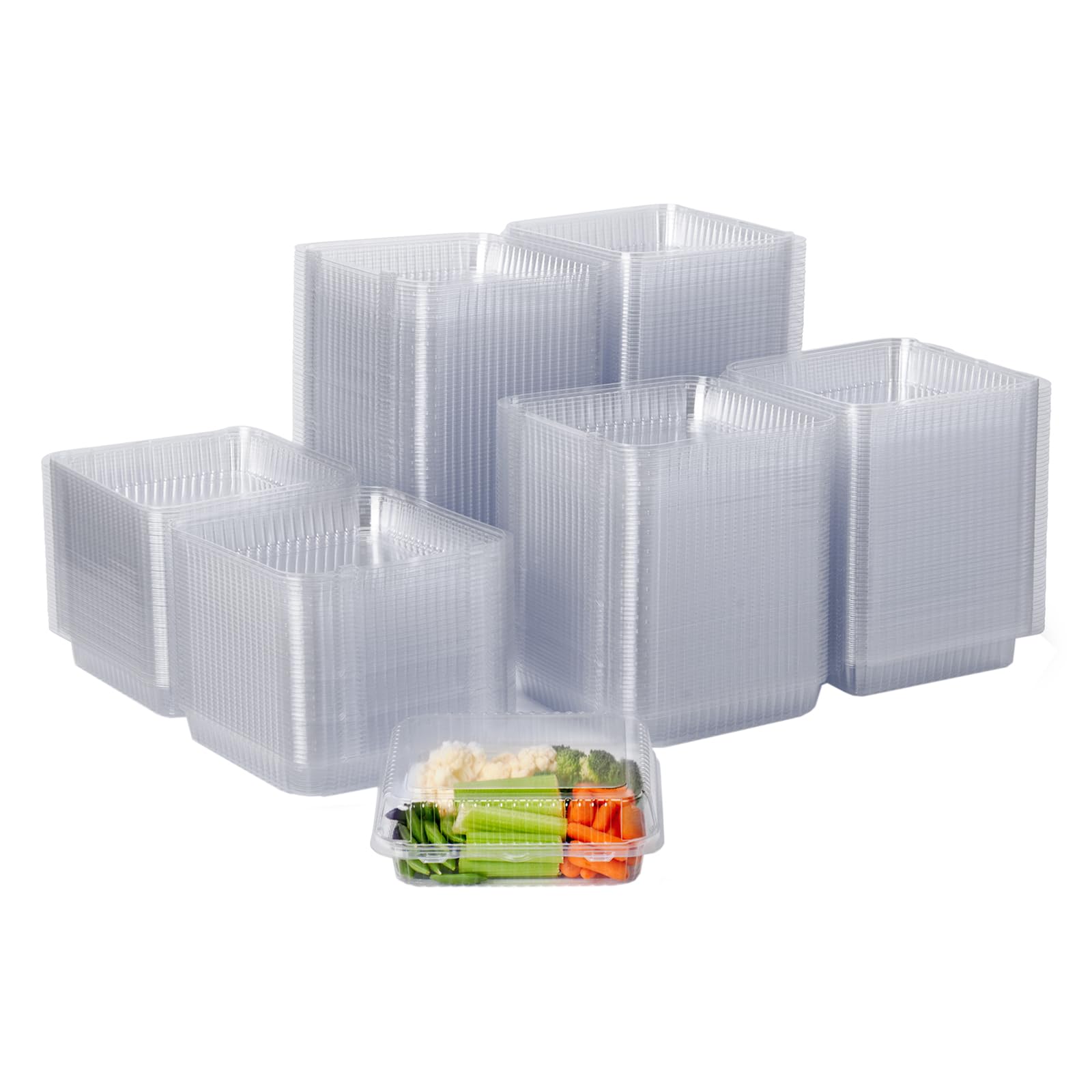 Eco-Friendly 175-Pack of 8x8x3 Inch Square 80 oz Clear Food Storage Containers - 99% Plant-Based BPA-Free Hinged Lid Containers for Meal Prep, Leftovers & Bulk Food Storage | Sustainable Kitchen & Pantry Organization