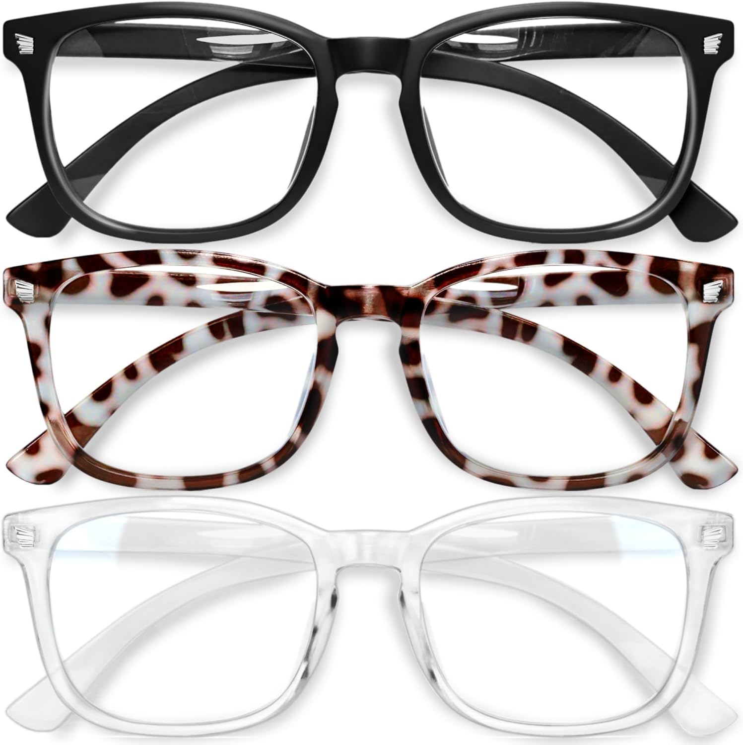 CCVOO Blue Light Blocking Reading Glasses for Women & Men - Anti-Eyestrain Computer Glasses with UV Protection - Perfect for Office Work, Gaming & Screen Time