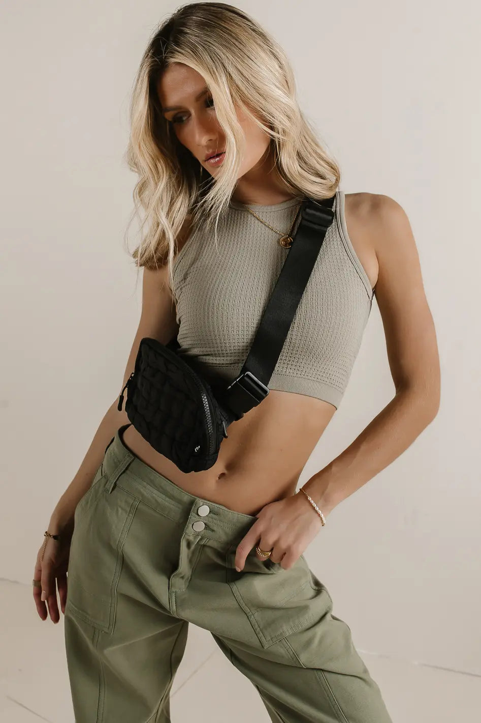Ines Waffle Knit Tank Top for Women - Soft Moss Green Ribbed Sleeveless Shirt | Perfect for Summer, Layering & Casual Outfits