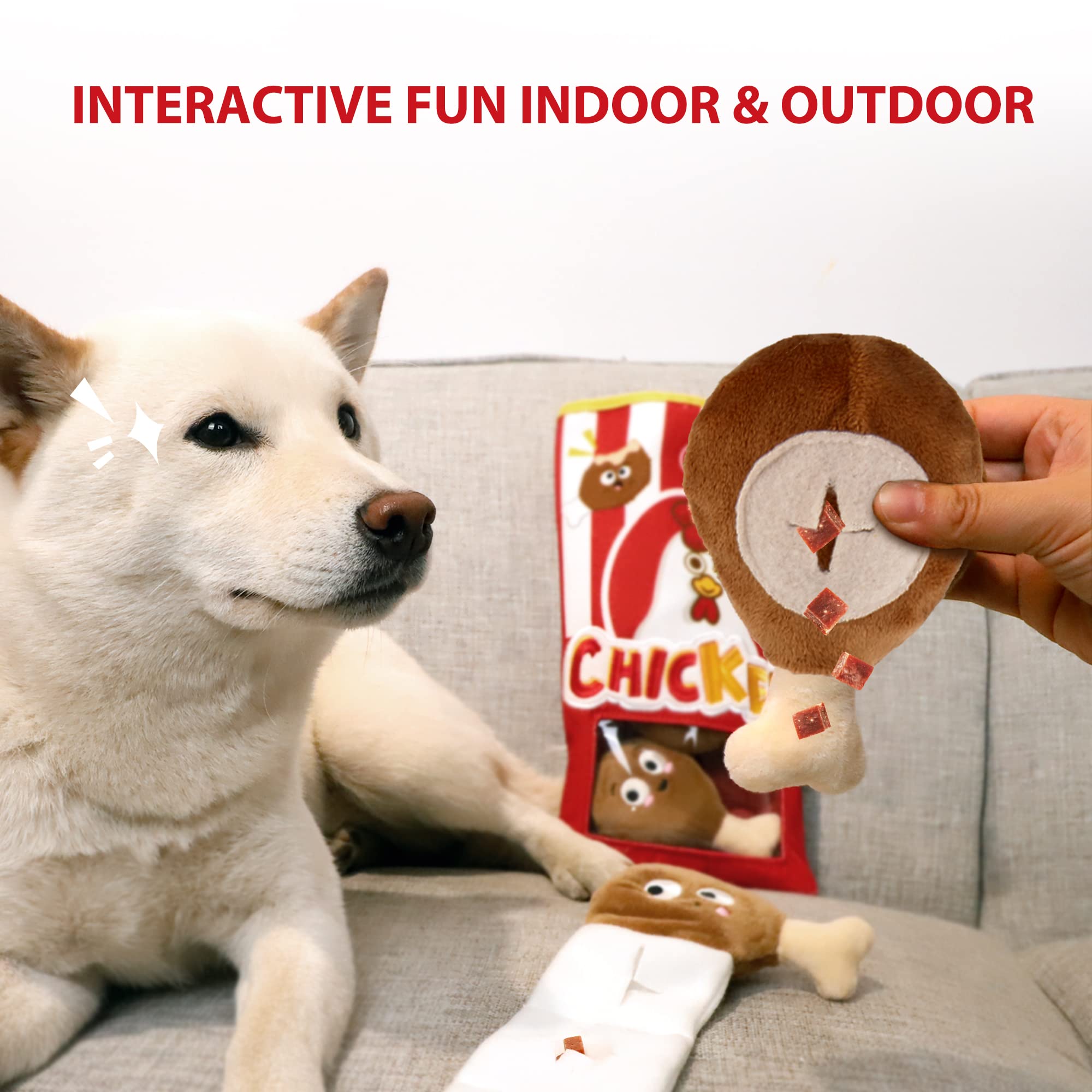 Gigwi Interactive Squeaky Dog Toys for Small Medium Large Dogs - Hide & Seek Puzzle Toys for IQ Training, Boredom Relief & Mental Stimulation - Funny Crinkle Dog Toy Set with Bucket - Perfect for Indoor Play, Outdoor Fetch & Training Sessions