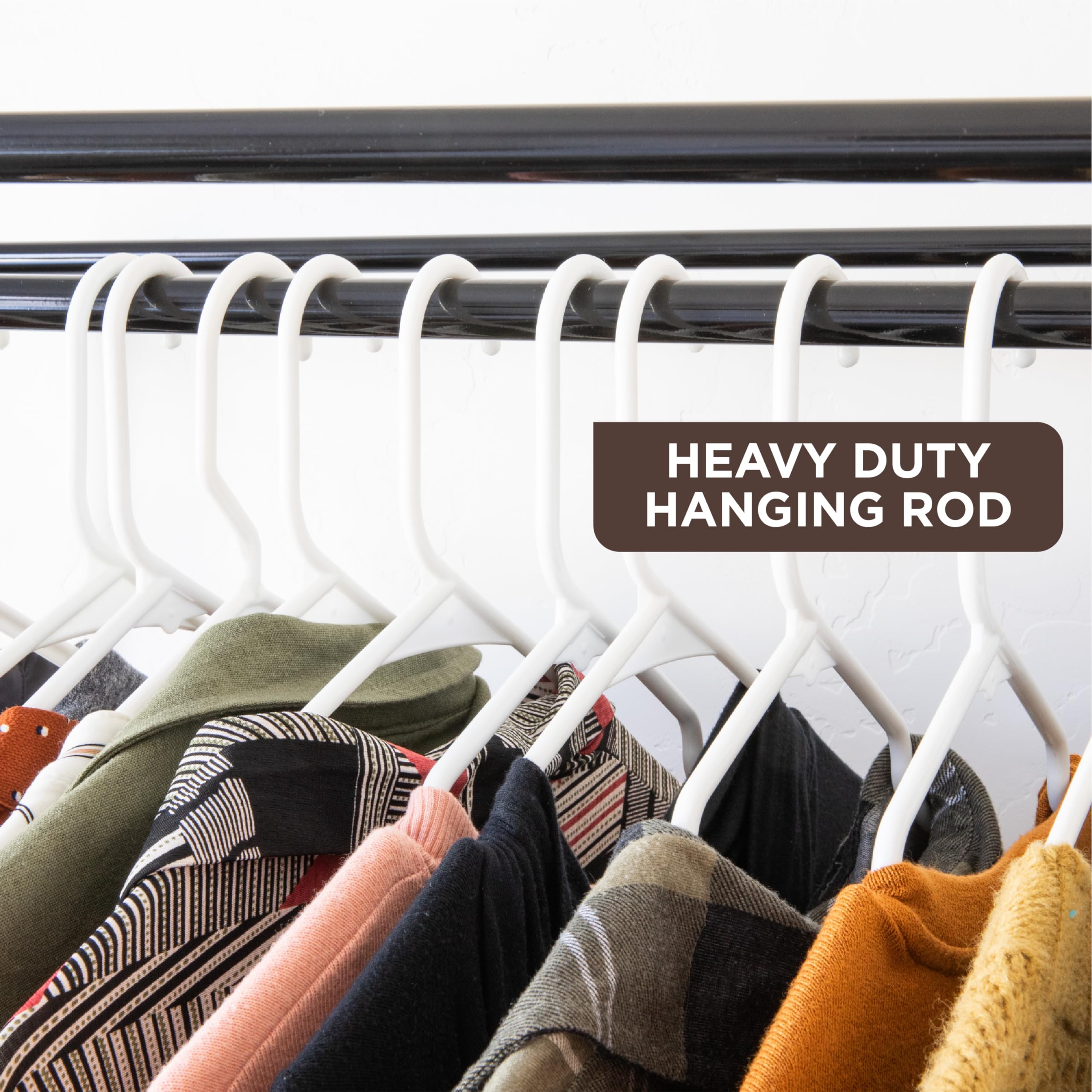 Premium Heavy Duty Portable Wardrobe Closet with Metal Hanging Rod & Brown Cover - 50 LB Weight Capacity - Easy No-Tool Assembly for Travel, Camping & Temporary Storage