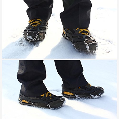 12-Pack Non-Slip Ice Cleats for Shoes - Heavy Duty Snow & Ice Traction Crampons with 12 Steel Spikes - Perfect for Hiking, Climbing, Winter Walking & Outdoor Activities