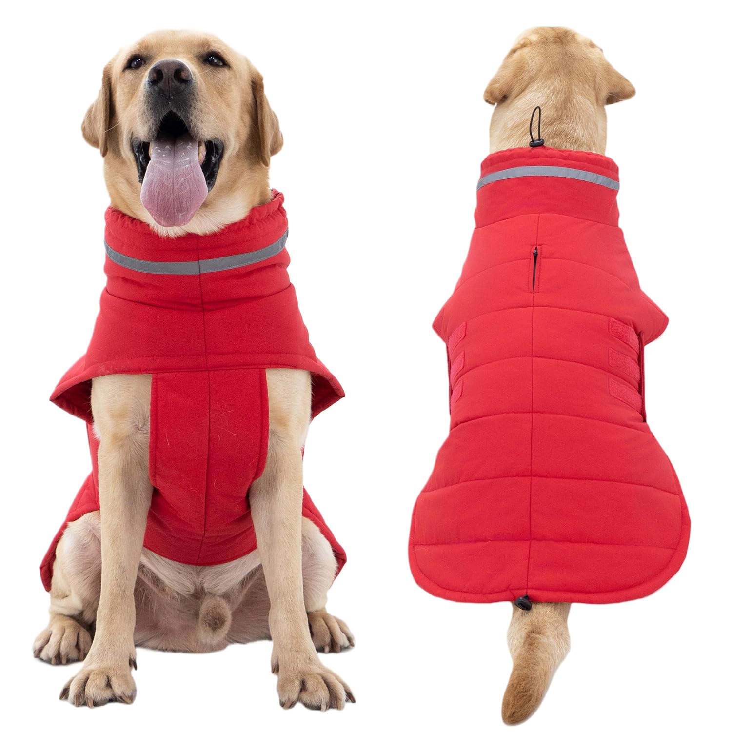 Waterproof & Windproof Dog Winter Coat - Reflective Adjustable Turtleneck Jacket for Small Medium Large Dogs - Warm Cold Weather Snow Jacket for Outdoor Walking, Hiking & Winter Adventures